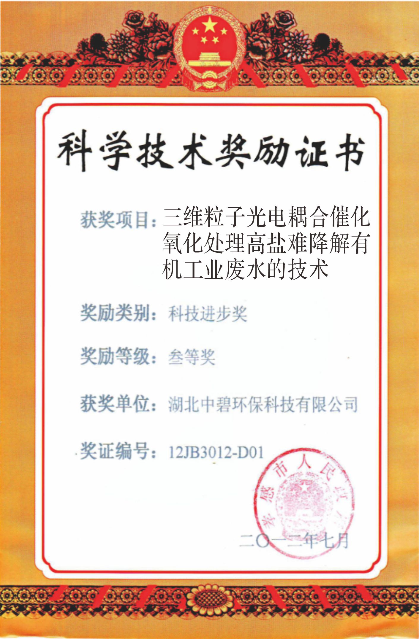 三维粒子光电耦合催化氧化处理高盐难降解有机工业废水的技术
